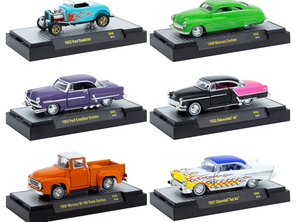 Auto Meets Set of 6 Cars IN DISPLAY CASES Release 88 Limited Edition 1/64 Diecast Model Cars by M2 Machines
