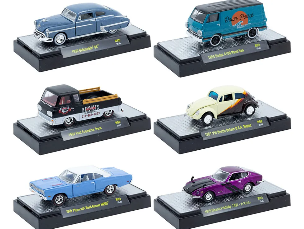 Auto Meets Set of 6 Cars IN DISPLAY CASES Release 92 Limited Edition 1/64 Diecast Model Cars by M2 Machines