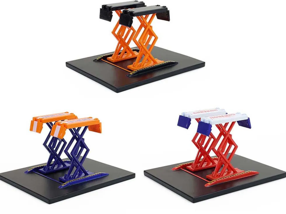 Automotive "Double Scissor Lifts" Series #2 Set of 3 pieces 1/64 Diecast Models by Greenlight