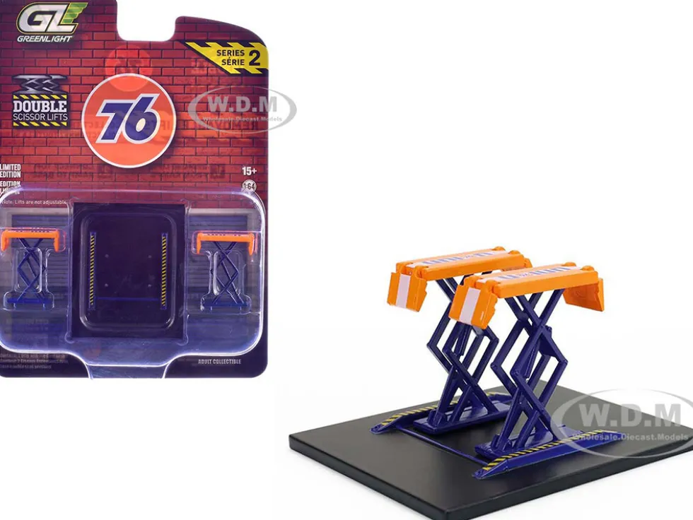 Automotive Double Scissor Lift "Union 76" Orange and Blue "Double Scissor Lifts" Series 2 1/64 Diecast Model by Greenlight