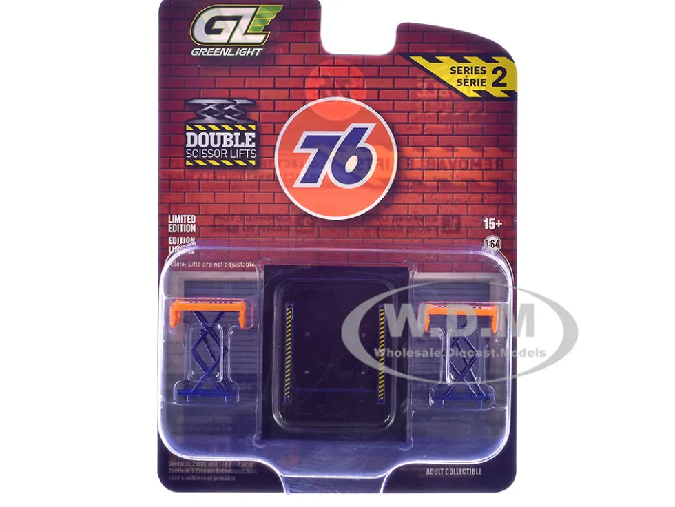 Automotive Double Scissor Lift "Union 76" Orange and Blue "Double Scissor Lifts" Series 2 1/64 Diecast Model by Greenlight
