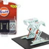 Automotive Double Scissor Lift Gulf Oil Light Blue Double Scissor Lifts Series 1 1/64 Diecast Model Greenlight 16160B