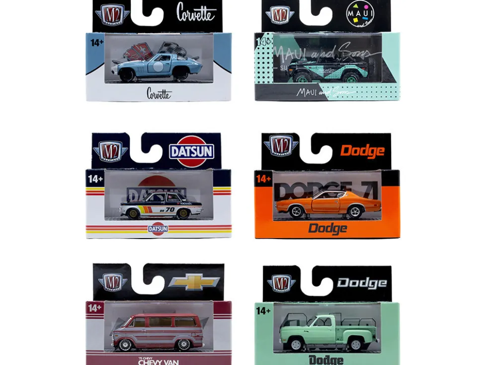Auto-Thentics 6 piece Set Release 110 IN DISPLAY CASES Limited Edition 1/64 Diecast Model Cars by M2 Machines