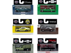Auto-Thentics 6 piece Set Release 107 IN DISPLAY CASES Limited Edition 1/64 Diecast Model Cars by M2 Machines