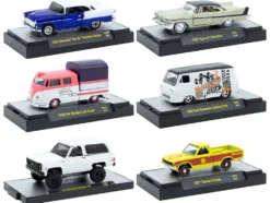 Auto-Thentics 6 piece Set Release 99 IN DISPLAY CASES Limited Edition 1/64 Diecast Model Cars by M2 Machines