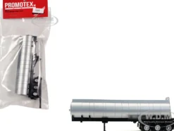 3-Axle Chemical Tanker Trailer Silver 1/87 (HO) Plastic Model by Promotex
