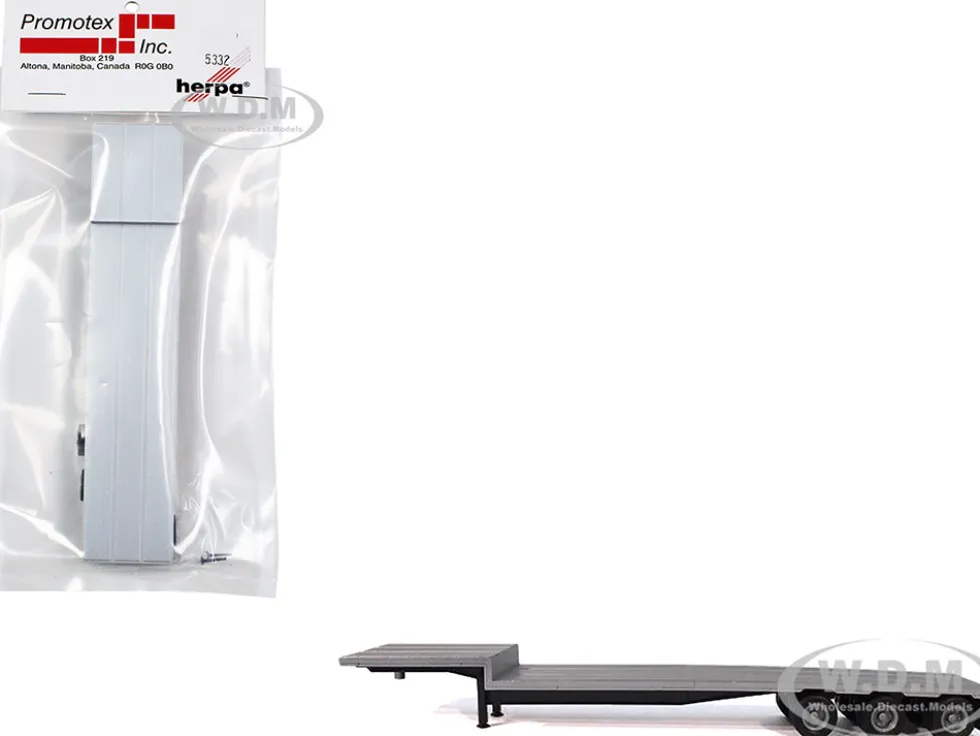 3-Axle Dropdeck Flatbed Trailer Silver Top 1/87 (HO) Plastic Model by Promotex