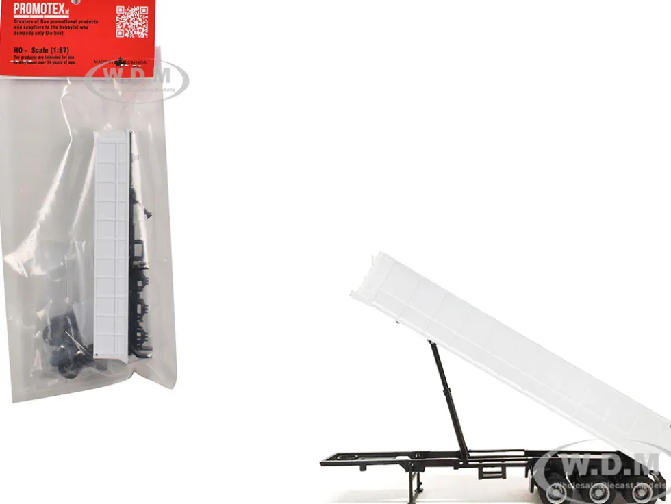 3-Axle Dump Trailer White 1/87 (HO) Plastic Model by Promotex