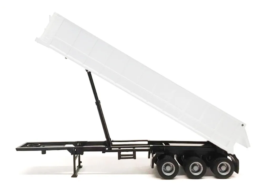 3-Axle Dump Trailer White 1/87 (HO) Plastic Model by Promotex