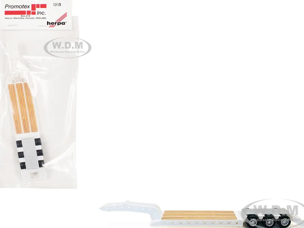 3-Axle Heavy Equipment Lowboy Trailer White 1/87 (HO) Plastic Model by Promotex