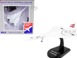 BAC Concorde Passenger Aircraft British Airways 1/350 Diecast Model Airplane Postage Stamp PS5800-2