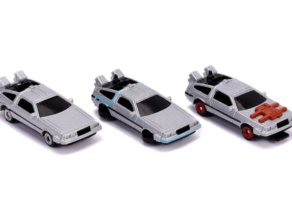Back to the Future Time Machine 3 piece Set Nano Hollywood Rides Diecast Models Jada 31583