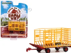 Bale Throw Wagon Yellow and Red Down on the Farm Series 7 1/64 Diecast Model Greenlight 48070F