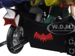 1966 Batcycle Elite Edition and Side Car with Batman and Robin Figures 1/12 Diecast Model Hot Wheels CMC85