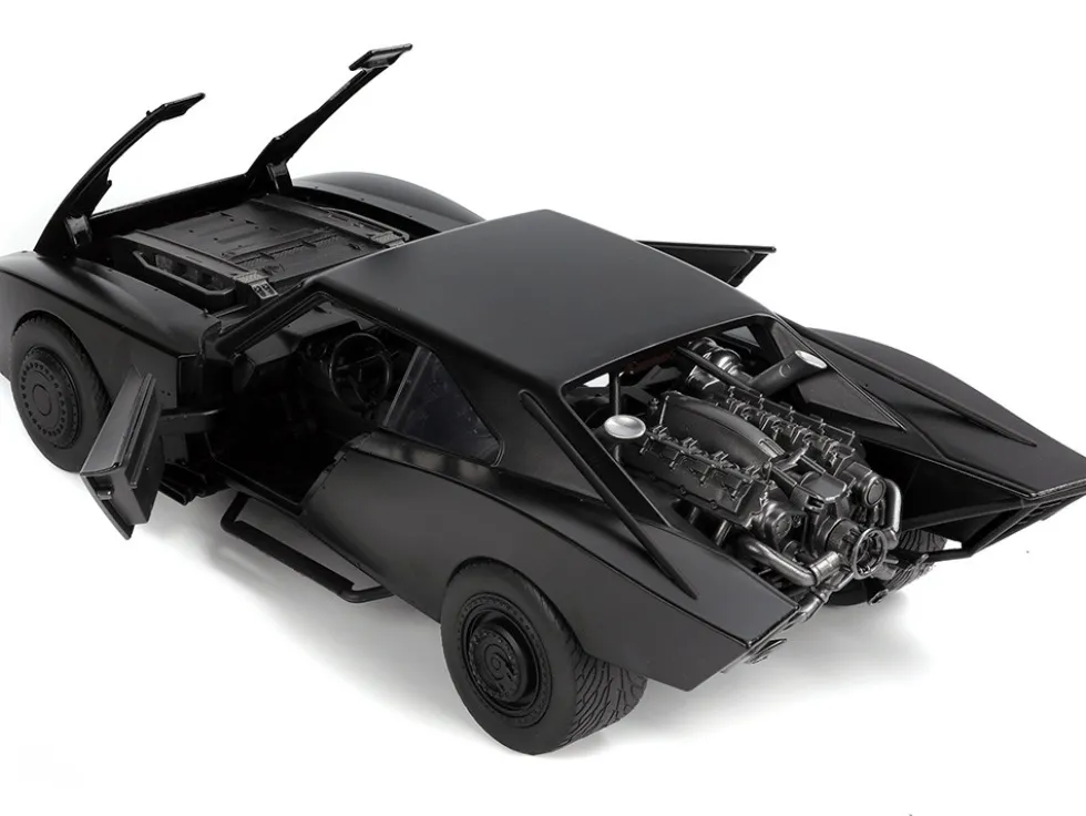 Batmobile Matt Black with Lights Batman Diecast Figurine The Batman 2022 Movie DC Comics 1/18 Diecast Model Car Jada 32504