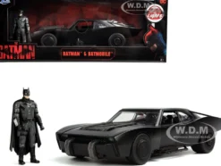 Batmobile Matt Black with Lights Batman Diecast Figurine The Batman 2022 Movie DC Comics 1/18 Diecast Model Car Jada 32504