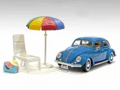 Beach Girls Accessories Beach Chair and Beach Umbrella and Duffle Bag for 1/24 Scale Models American Diorama AD76417