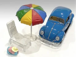 Beach Girls Accessories Beach Chair and Beach Umbrella and Duffle Bag for 1/18 Scale Models American Diorama AD76317