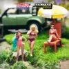 Beach Girls 5 piece Diecast Figure Set 3 Female Figures 2 Beach Accessories 1/64 Scale Models Tarmac Works American Diorama T64F-002-YL