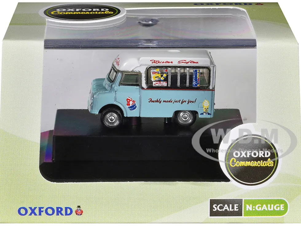 Bedford CA Ice Cream Van "Mister Softee" Light Blue with White Top 1/148 (N) Scale Diecast Model Car by Oxford Diecast