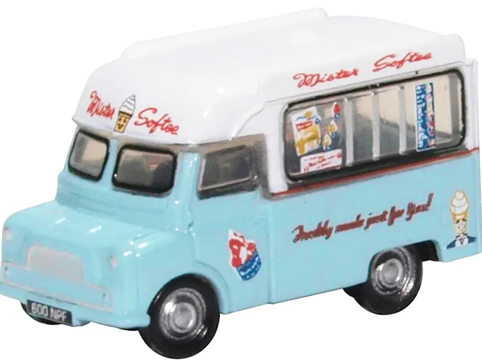 Bedford CA Ice Cream Van "Mister Softee" Light Blue with White Top 1/148 (N) Scale Diecast Model Car by Oxford Diecast