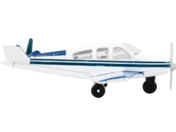 Beechcraft Bonanza Aircraft White with Blue Stripes N42997 with Runway Section Diecast Model Airplane Runway24 RW050
