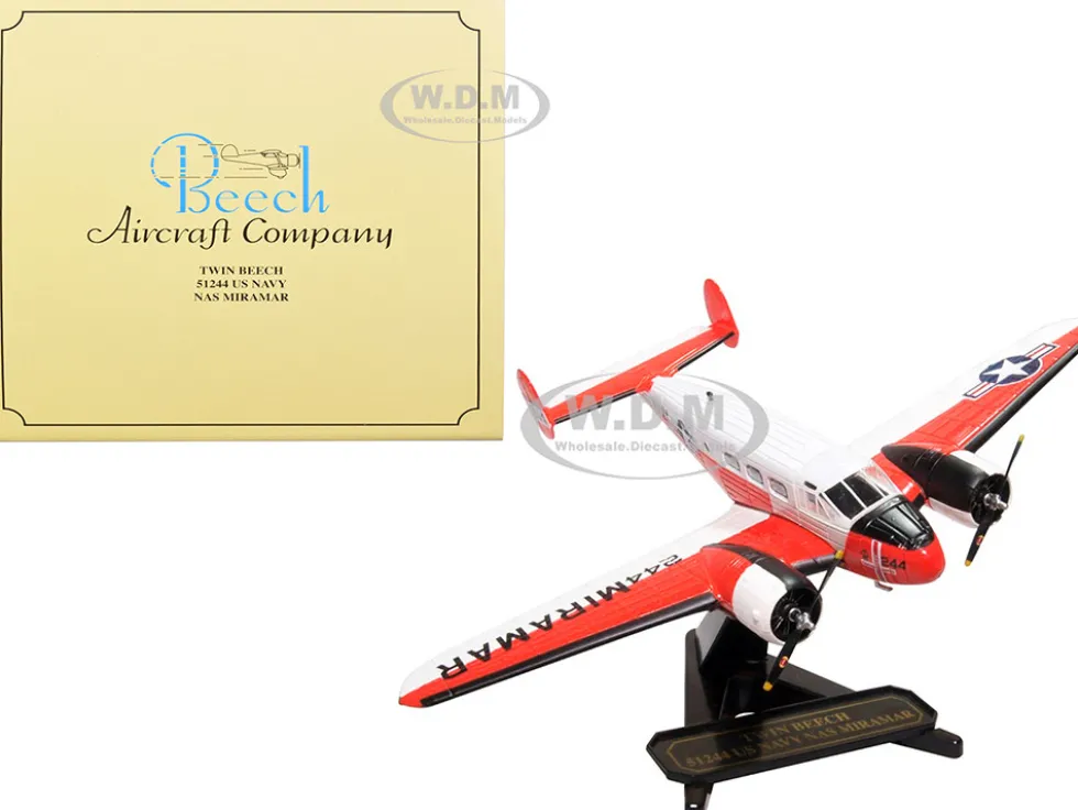 Beech UC 45J Expeditor Twin Beech Aircraft 51244 US Navy Naval Air Station Miramar San Diego CA 1/72 Diecast Model Airplane Oxford Diecast 72BE003