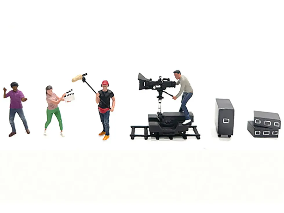 Behind The Scenes #2 7 piece (4 People, 3 Accessories) Diecast Figures Set 1/64 Scale Models by American Diorama