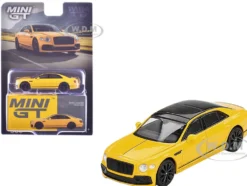Bentley Flying Spur Monaco Yellow with Black Top Limited Edition 1/64 Diecast Model Car by Mini GT
