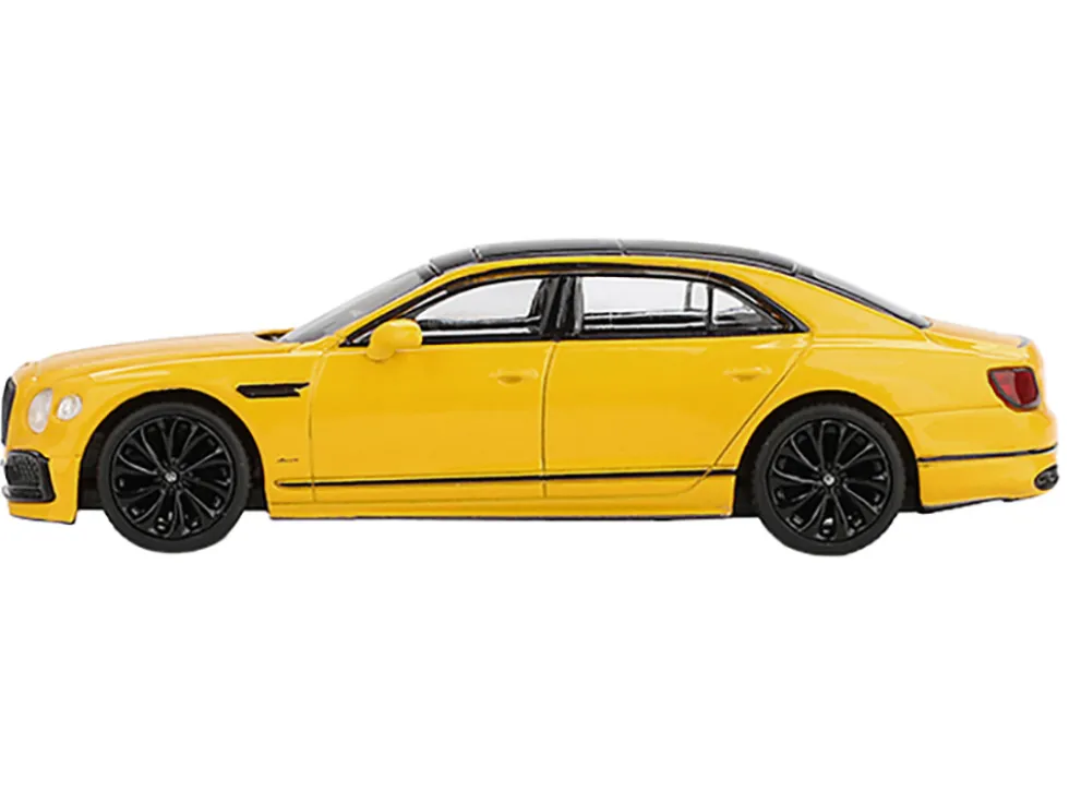 Bentley Flying Spur Monaco Yellow with Black Top Limited Edition 1/64 Diecast Model Car by Mini GT