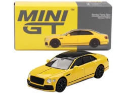 Bentley Flying Spur Monaco Yellow with Black Top Limited Edition 1/64 Diecast Model Car by Mini GT