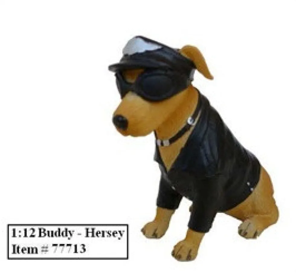 Biker's Dog "Buddy Hersey" Figure For 1:12 Models American Diorama 77713