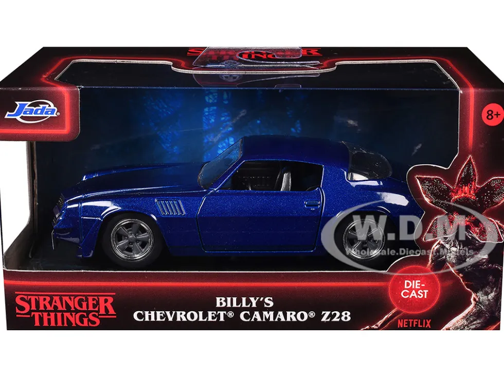 Billy's Chevrolet Camaro Z28 Metallic Dark Blue Stranger Things 2016 TV Series Hollywood Rides 1/32 Diecast Model Car Jada 31113