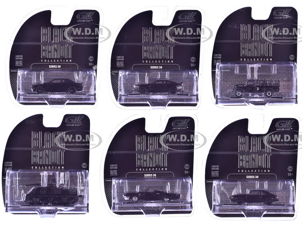 Black Bandit 6 piece Set Series 30 1/64 Diecast Model Cars by Greenlight