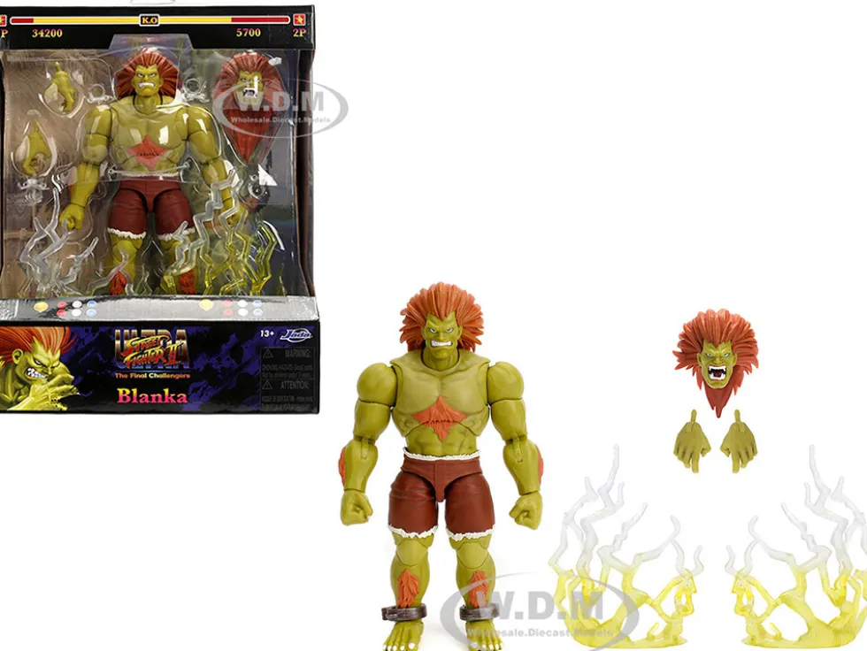 Blanka 7.5" Moveable Figure with Accessories and Alternate Head and Hands "Ultra Street Fighter II: The Final Challengers" (2017) Video Game Model by Jada