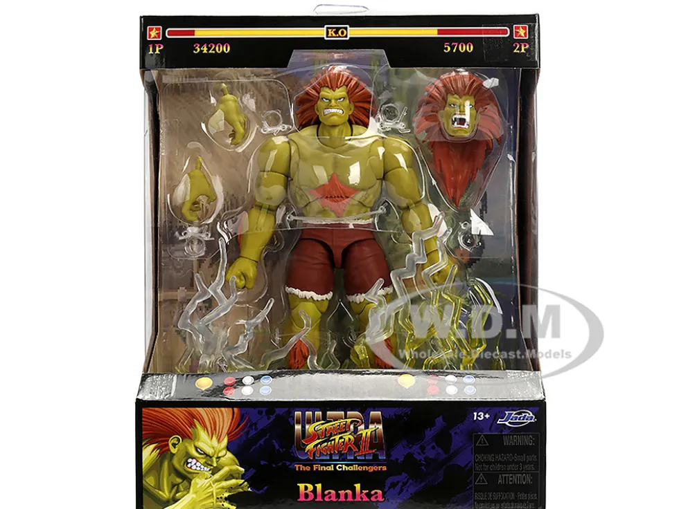 Blanka 7.5" Moveable Figure with Accessories and Alternate Head and Hands "Ultra Street Fighter II: The Final Challengers" (2017) Video Game Model by Jada