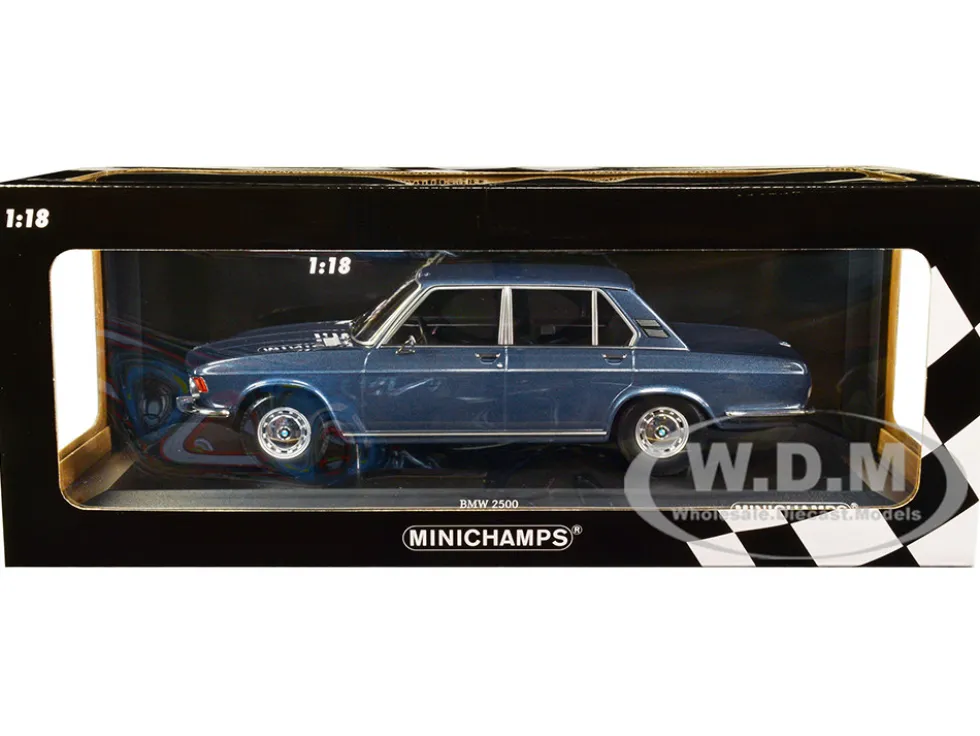1968 BMW 2500 Blue Metallic Limited Edition 504 pieces Worldwide 1/18 Diecast Model Car Minichamps 155029200