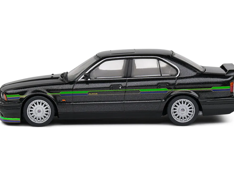 1994 BMW E34 Alpina B10 BiTurbo Black Metallic with Green Graphics 1/43 Diecast Model Car by Solido