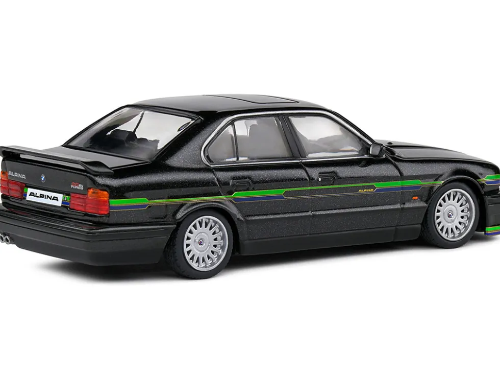 1994 BMW E34 Alpina B10 BiTurbo Black Metallic with Green Graphics 1/43 Diecast Model Car by Solido