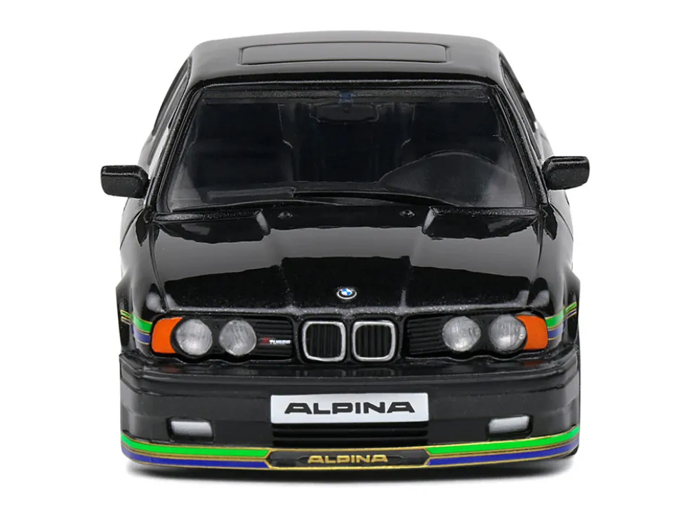 1994 BMW E34 Alpina B10 BiTurbo Black Metallic with Green Graphics 1/43 Diecast Model Car by Solido