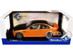2000 BMW E46 M3 "Solido Works" Orange Metallic with Matt Black Hood and Carbon Top 1/18 Diecast Model Car by Solido