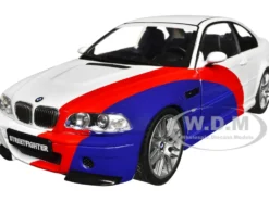 2000 BMW E46 M3 Streetfighter White with Blue and Red Graphics 1/18 Diecast Model Car Solido S1806505