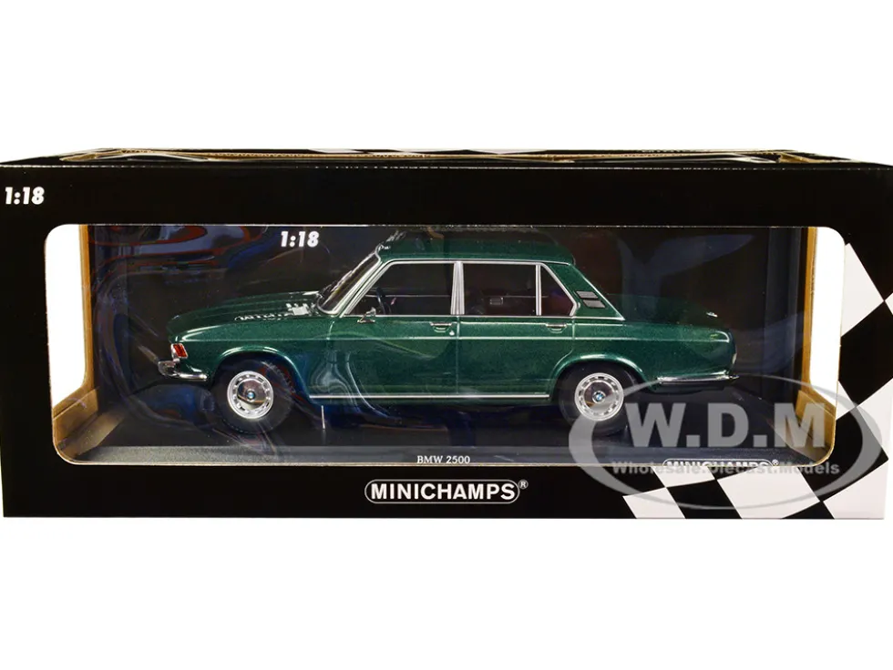 1968 BMW 2500 Green Metallic Limited Edition 504 pieces Worldwide 1/18 Diecast Model Car Minichamps 155029201
