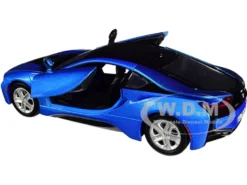 2018 BMW i8 Coupe Metallic Blue Black Top 1/24 Diecast Model Car Motormax 79359
