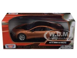 2018 BMW i8 Coupe Metallic Orange Black Top 1/24 Diecast Model Car Motormax 79359