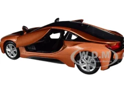 2018 BMW i8 Coupe Metallic Orange Black Top 1/24 Diecast Model Car Motormax 79359
