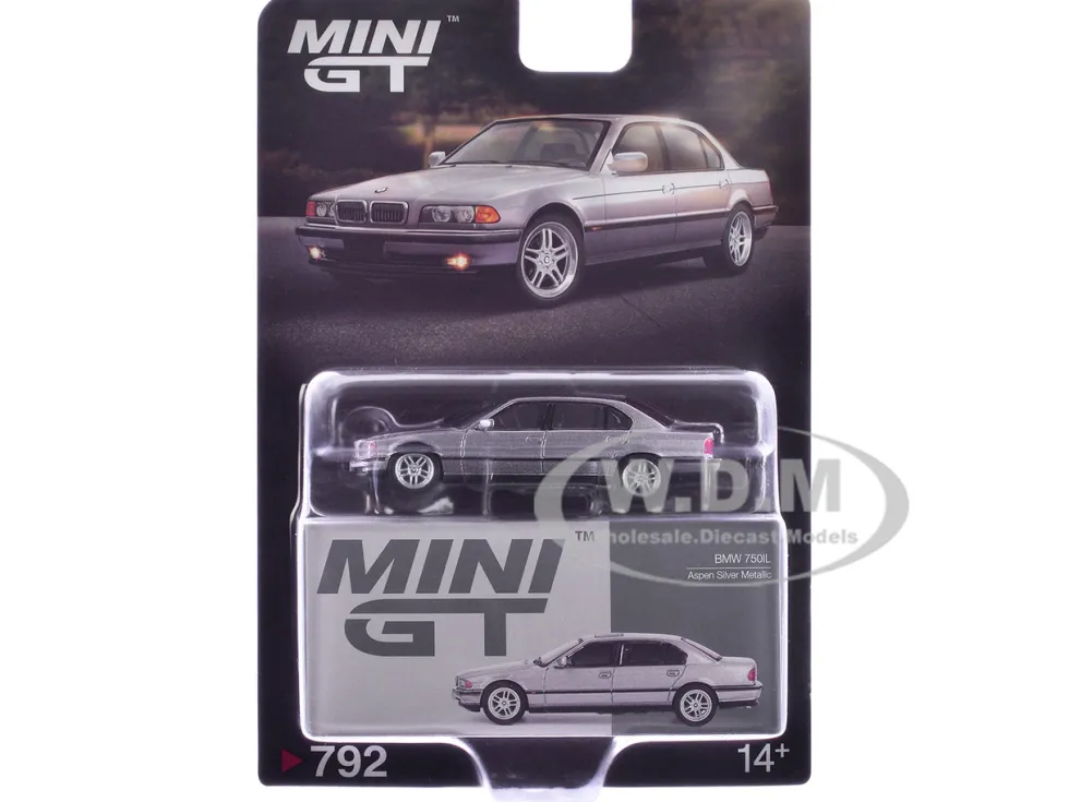 BMW 750IL Aspen Silver Metallic with Sun Roof Limited Edition 1/64 Diecast Model Car by Mini GT
