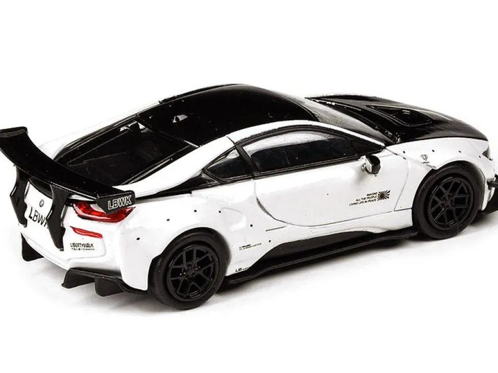BMW i8 Liberty Walk White Black 1/64 Diecast Model Car Paragon Models PA-55151