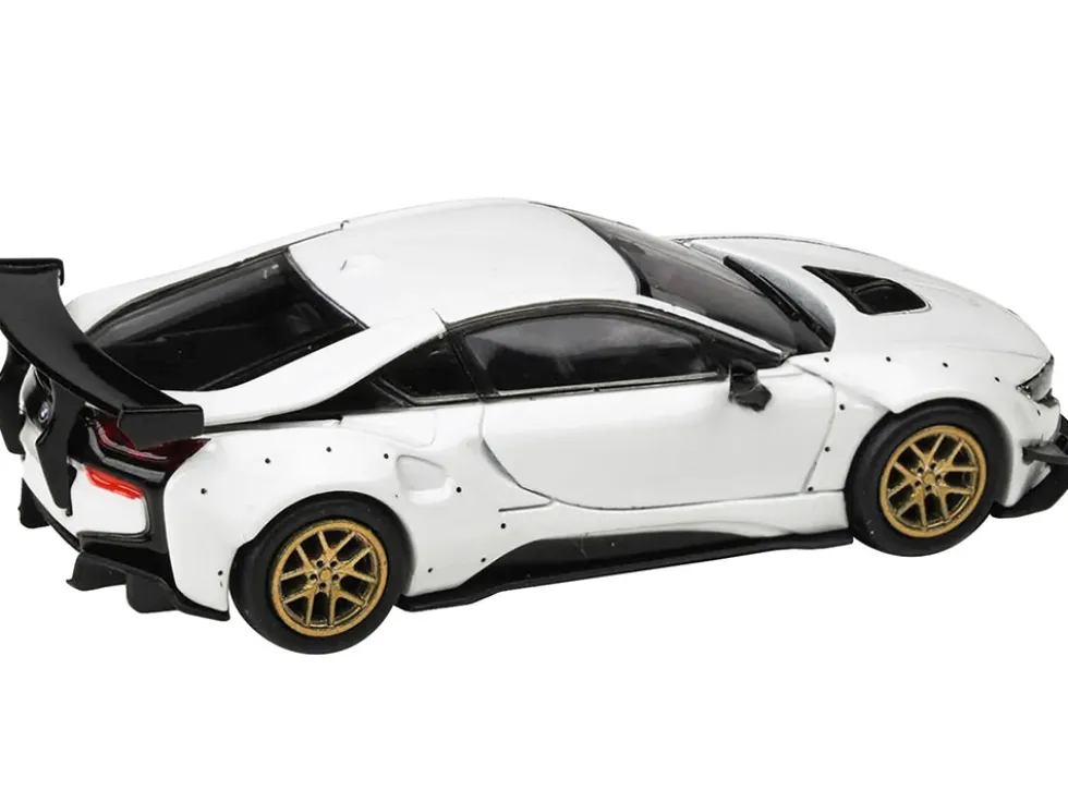 BMW i8 Liberty Walk White Gold Wheels 1/64 Diecast Model Car Paragon Models PA-55152