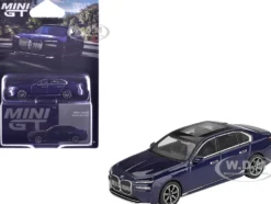 BMW i7 xDrive60 Tanzanite Blue Metallic with Sun Roof Limited Edition 1/64 Diecast Model Car by Mini GT
